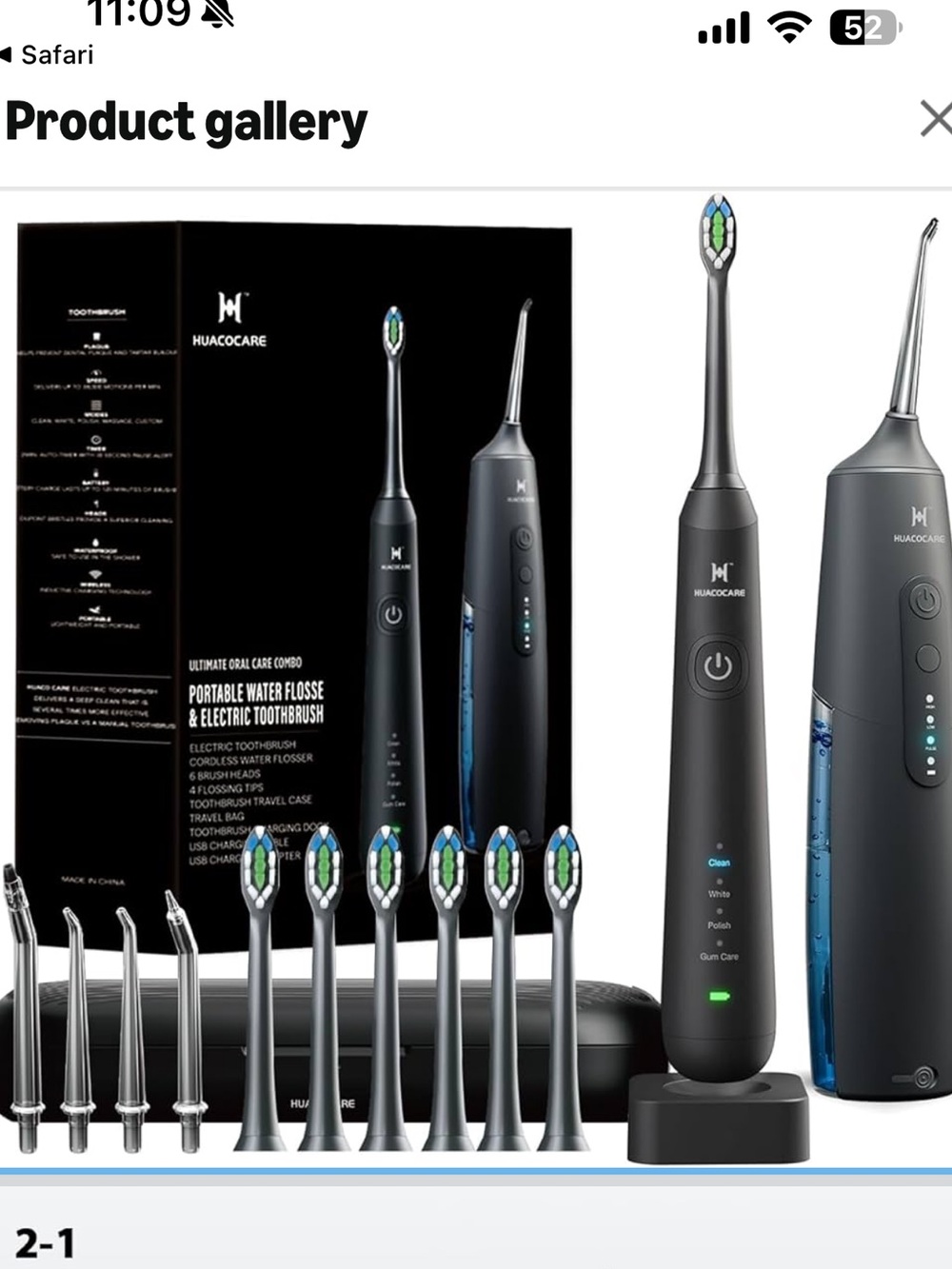 Black Portable Water Flosser & Electric Toothbrush Combo